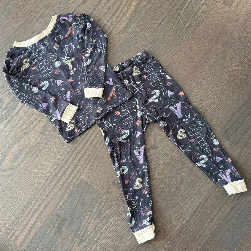 Burt’s Bees Baby Sidewalk Chalk Organic Cotton Pajama Set 3T EUC